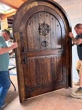 Rustic reclaimed lumber arched top door/gate solid wood storybook double frame