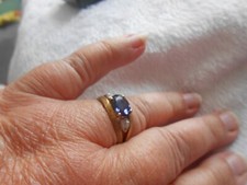 9ct Iolite & Diamond cluster ring...yellow/white gold...pretty