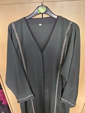 Ladies Green Long Dress / Abaya/ Jilbab With Diamonds Free Scarf