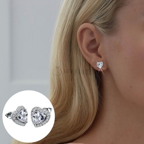 Silver cubic zirconia heart - cubic,