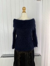 Navy Blue Fluffy Angora Wool