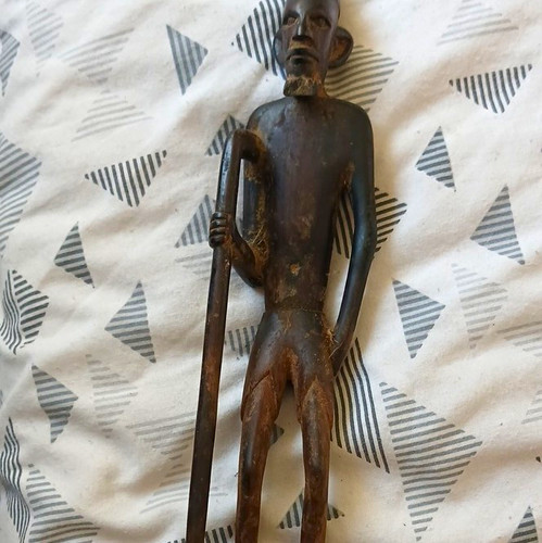 African carved wooden figure - african,