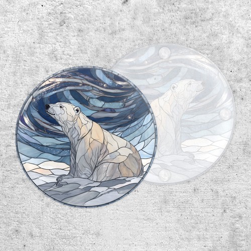Stained glass polar bear - polar,