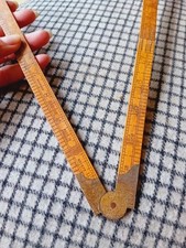 Vintage Rabone Boxwood Wooden Measuring Ruler No 1377 Fold Up Brass Hinge 1920s