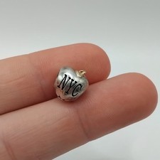 Genuine Pandora Silver & 14K Gold Apple NYC New York City Charm 925 ALE #458O