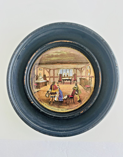 Prattware pot lid framed - pot,