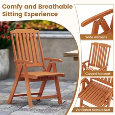 Garden Foldable Heavy-Duty Plastic Armchair w/ Armrest-Brown