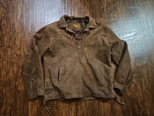 Vintage UNIK Premium Suede Leather Pullover Jacket Western Native American L