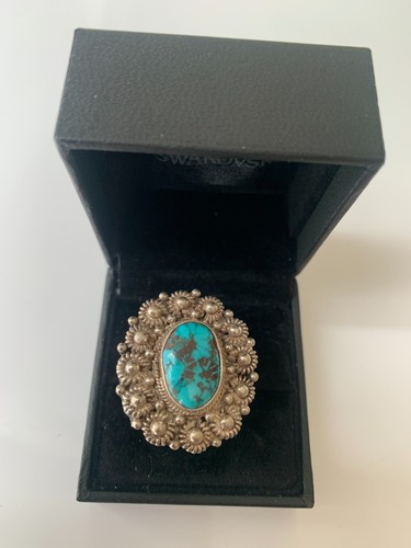Large oval turquoise sterling - large,