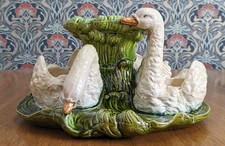 Early Bretby Ceramic Pottery Table Centrepiece Stand 19th Century Majolica Swans