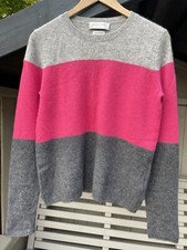Gharani Strok Pure Cashmere Jumper M UK:12 EU:38 Colour Block Greys & Pink 🩶🩷