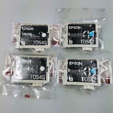 4 GENUINE EPSON TO540 TO542 Gloss Optimizer & Cyan FROG sealed inks R800 R1800