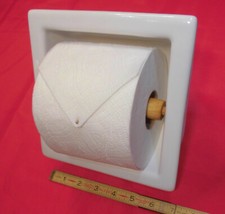 Ceramic Glossy Bright White: Recessed Toilet Paper Holder, Holds Jumbo Rolls NEW