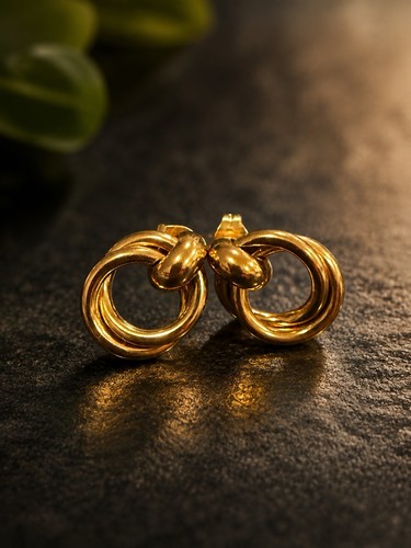 Double hoop knot stud earrings - knot,
