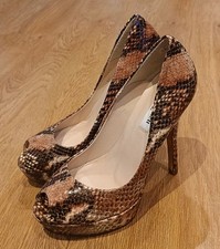 L K Bennett Nadina Snakeskin Peep Toe Shoes Size 4 New Without Tags
