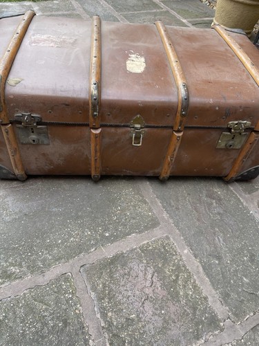 Leather steamer trunk vintage - steamer,