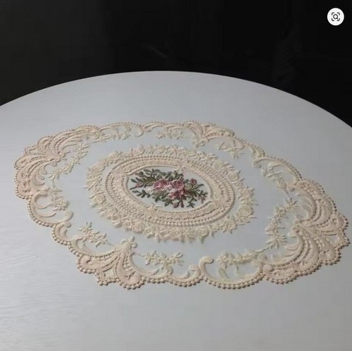 Lovely embroidered lace oval - lace,