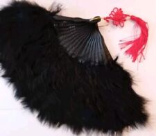 Black Feather Hand Fan/BURLESQUE Fancy Dress Costume Accessory