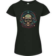 Astro Skull Planets Universe Space Womens Petite Cut T-Shirt