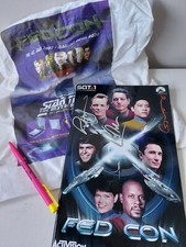 Star Trek Fedcon Triple Autographed Chaktay Harry Kim Paris  Programme Pen Tote
