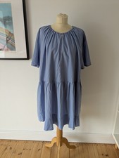 COS Light Blue Oversized Tiered Dress 44 UK 16 Pockets