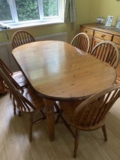 Ducal pine extending dining table and set of 6 matching ducal pine chairs