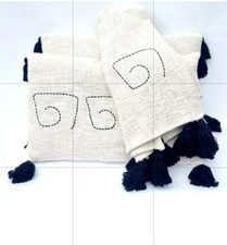 Cotton Throw Blanket "Tanda" 100% Raw Unprocessed with Embriodery Home Decor