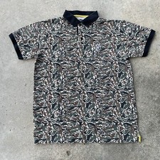Billionaire Boys Club Mens Brigade Green Brown Astronaut Camo Polo Shirt Sz MD