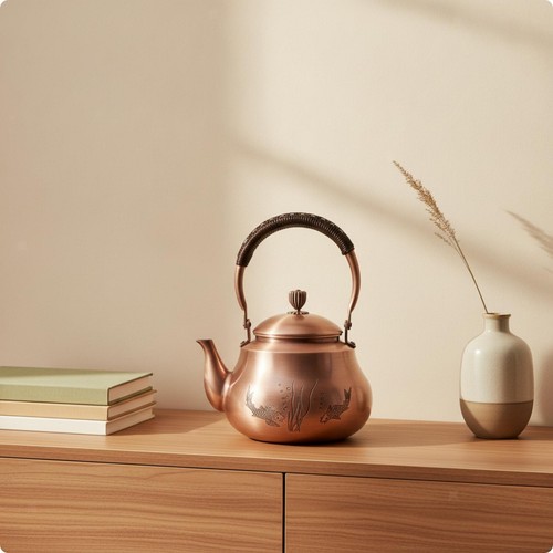 Copper kettle rounded - rounded, teapot