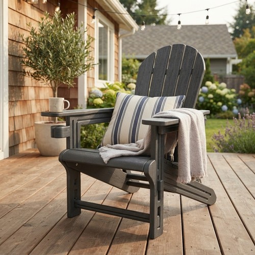 Classic black adirondack - black, chair