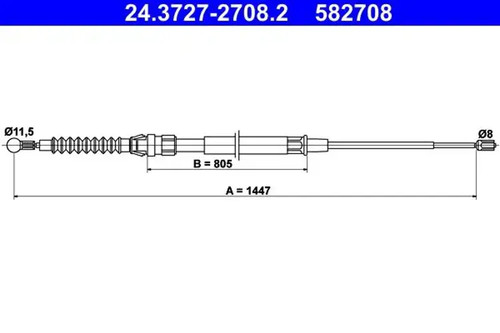 Handbrake cable 3727 - handbrake, 24.3727-2708.2