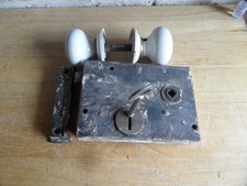 Antique metal door rim lock - metal,