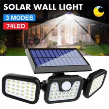 74 LED Solar Powered PIR Motion Sensor Wall Light Outdoor Garden Security Lamp