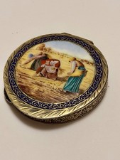 Vintage Italian 800 Silver & Enamel Compact Giuliano Spinelli Florence c1950