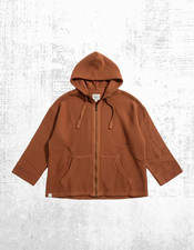 Women’s Fat Face Hoodie Full Zip Textured Cotton Pockets  Brown