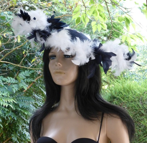 Statement feathers large navy - statement,