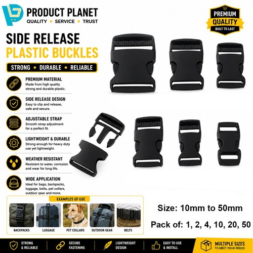 Black buckle plastic clip - black,