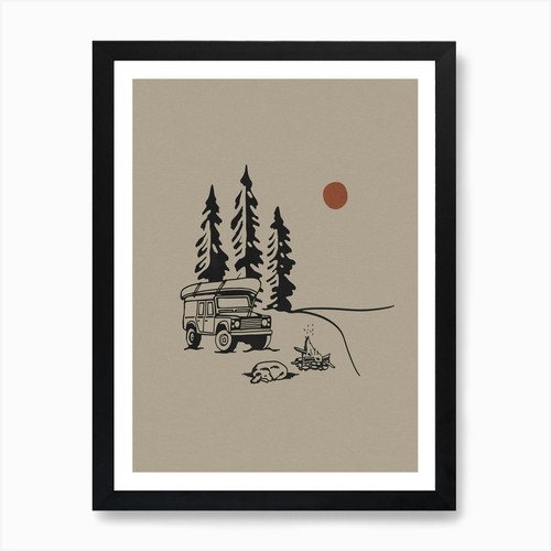 Lakes canoe landrover art - canoe,