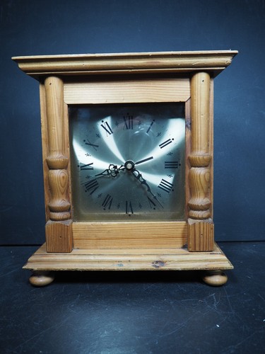 Large pine mantel clock - large,