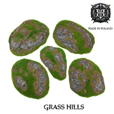 Painted 3D Terrain - GRASS HILLS - Custom Miniature Scenery for Wargaming, Table