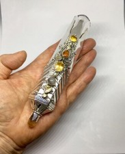Shankari Quartz Crystal Wand Hand Made in Silver with Citrine, Amber and Pearl