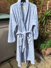 george blue with white hearts cosy dressing gown size small