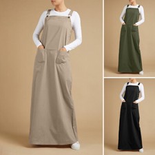 UK Womens Strappy Pinafore Dungaree Dress Ladies Casual Loose Long Bib Dresses