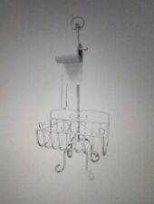 Large Shabby Chic White Metal Freestanding Toilet Roll Holder & Storage Rack