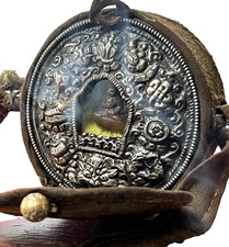 BUDDHIST GHAU TRAVELLING SHRINE PRAYER BOX NEPAL TIBET REPOUSSÉ SILVER & COPPER