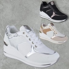 WOMENS LADIES LACE UP GLITTER