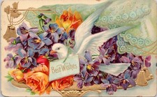 POSTCARD - BEST WISHES/WHITE