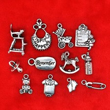 Tibetan Silver Baby Theme Baby Shower Charm Pendant Bead Jewellery Making
