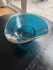 Sowerby Lovely  Teal /Petrol Blue Glass Tricorn Posy Bowl 50s/60s