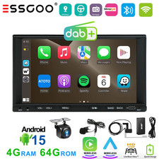 DAB+MIC+CAM  7" Double DIN Car Stereo CarPlay GPS Android 15 4+64G Touch Screen